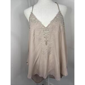 ASTR the Label Embroidered Lace Viscose/Rayon Racer Back Top Medium